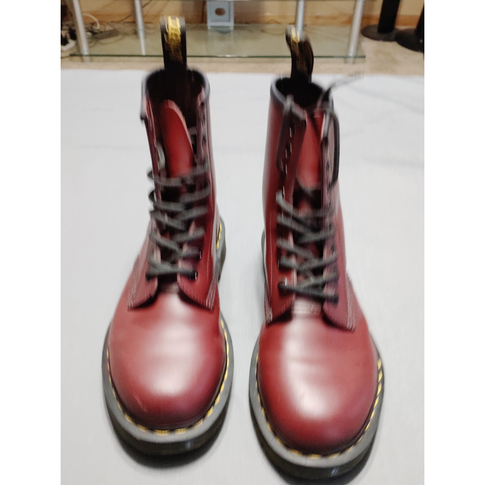 Dr. Martens Made In England 1460 Oxblood Bordeaux Vegan Leather Combat Boot Eu37